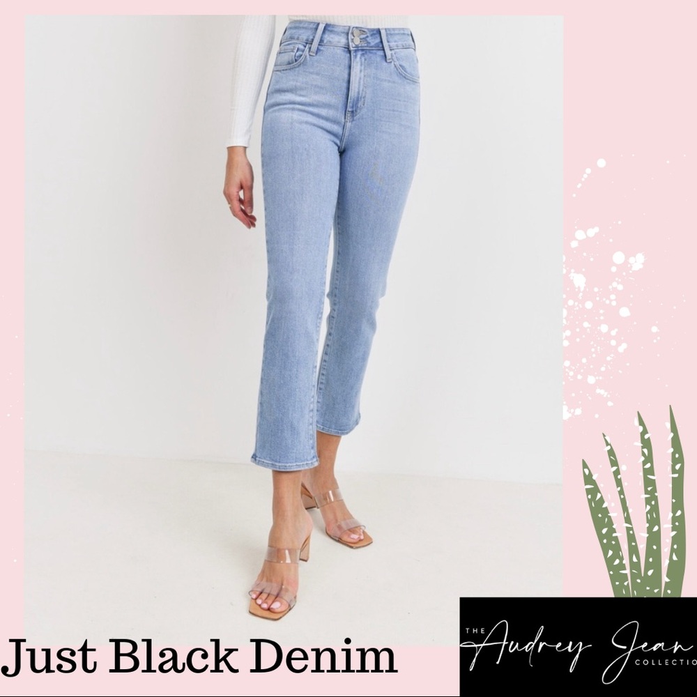 Just Black Denim- Double Button Straight Jean